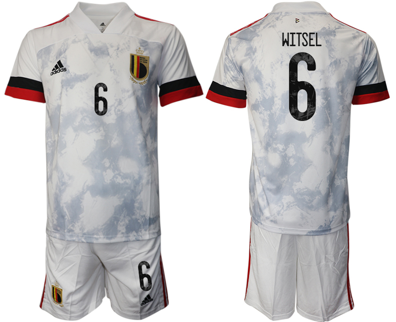 Men 2021 European Cup Belgium away white #6 Soccer Jersey->belgium jersey->Soccer Country Jersey